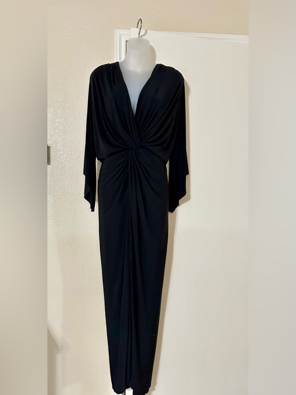 T Bags Los Angeles Black Twist Front Kimono Sleeve Jersey Maxi Dress S